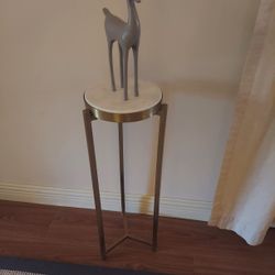 Polished Marble Side Table – Chrome Base – $100