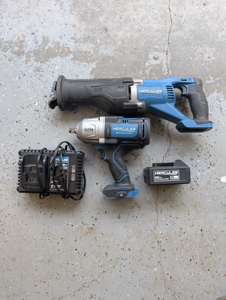 Hercules 20v Ultra Impact & Sawzall With Charger & battery