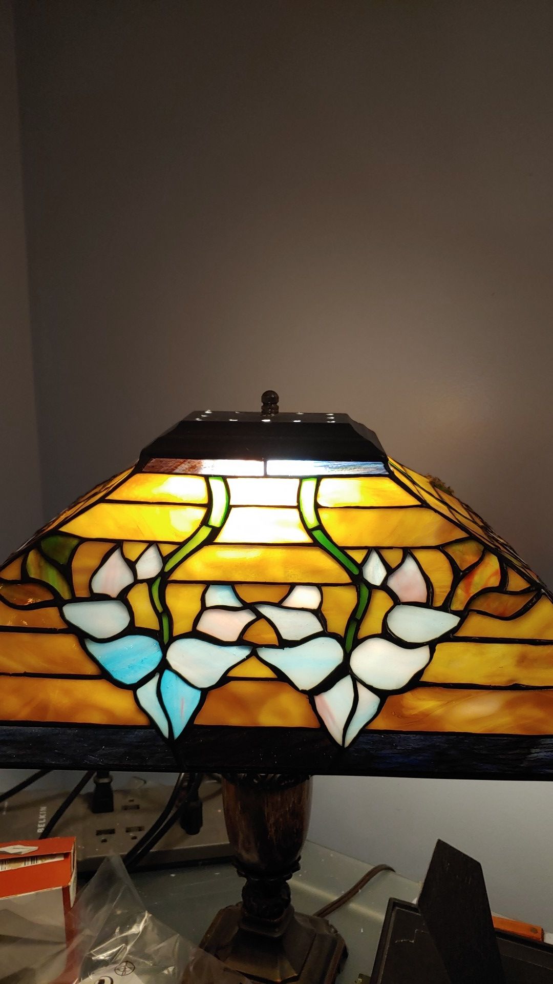 Stained Glass lamp. Pretty. 18" high. Downsizing