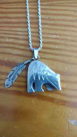 Navajo art silver rope chain & pendant