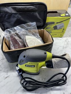 1.2 Amp Corded 5.5 in. Corner Cat Sander with Dust Bag, Storage Case, and Extra 9-Piece 5-1/2 in. Corner Cat Sand Paper
