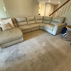 LEATHER SECTIONAL COUCH w/ Chaise And Reclining Chair