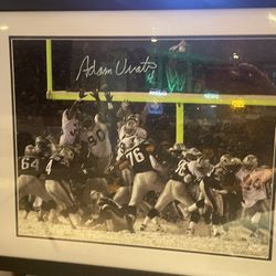 SIGNED Adam Vinatieri “Snow Kick” 16x20 Framed Photo
