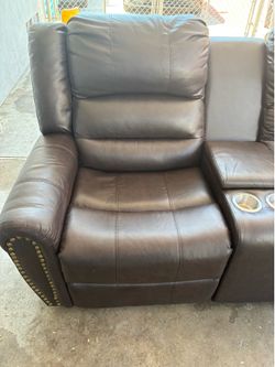 Leather 5 seater recline sectional