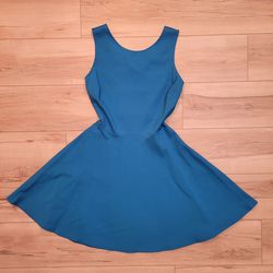 Love Ady Blue Criss-Cross Back Skater Dress - Large