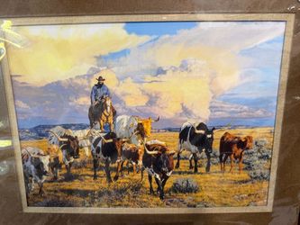 Western Cowboy Artist Tim Cox Signed Print “The Heritage Herd”  #207