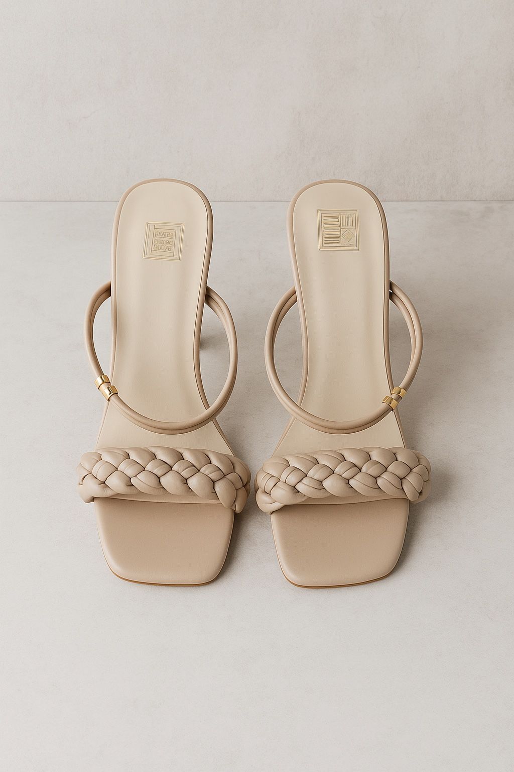 Chic Nude Braided Strap Heeled Sandals – Size [insert size] | Brand New