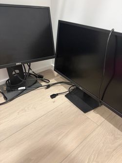 Dell Computer Monitors with Cables – Lot of 2