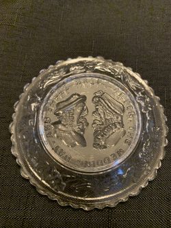 The wedding day and three weeks after miniature clear glass plate