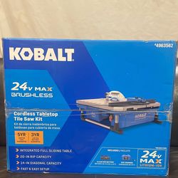 New KOBALT 24V MAX BRUSHLESS Cordless Table Top Tile Saw Kit