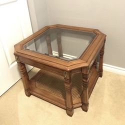 Antique Coffee Table With Brass Details 