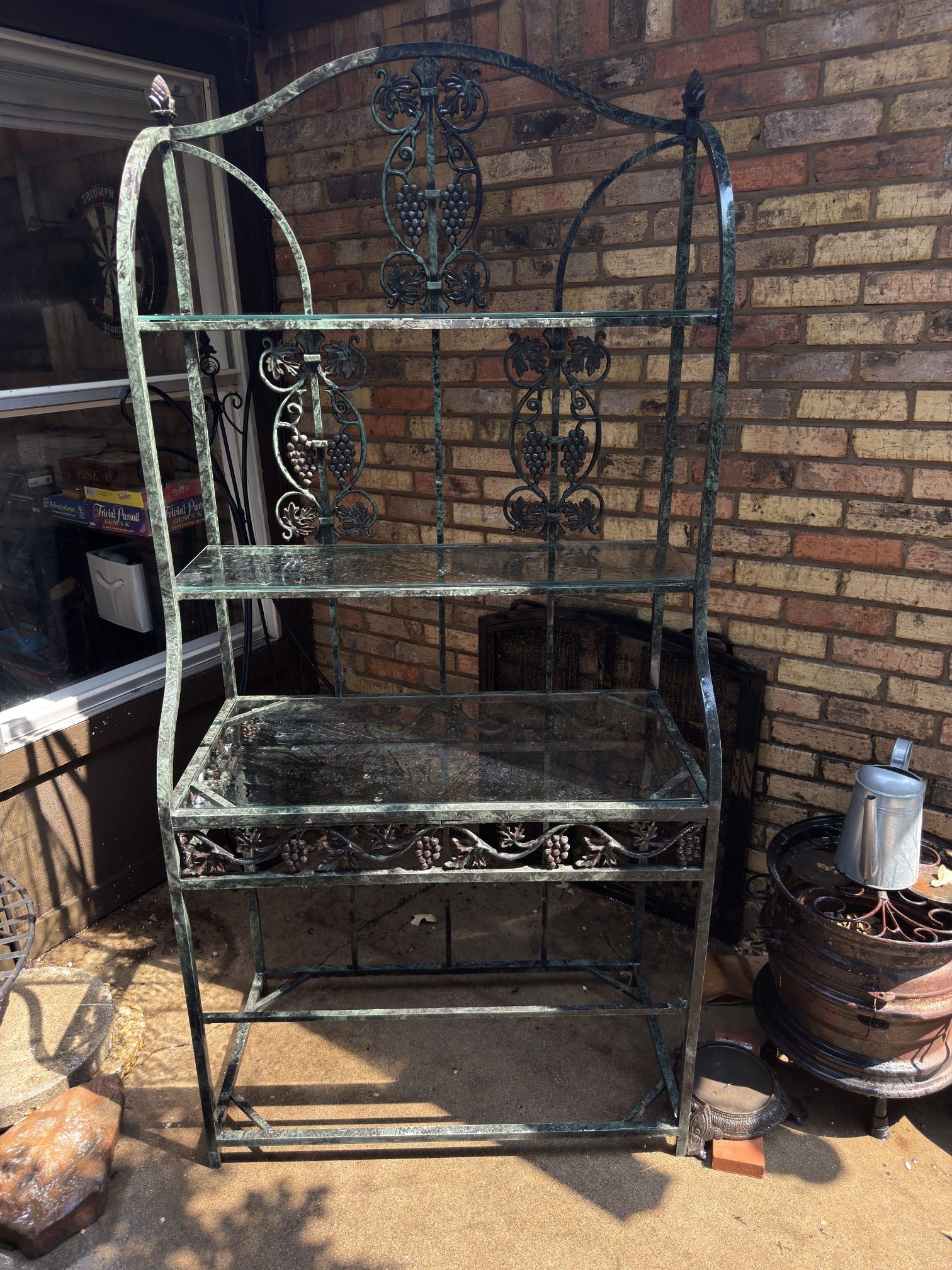Metal Bakers Rack With Glass Shelves