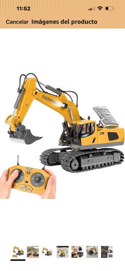 Excavadora de control remoto para niños, excavadora RC con 2 baterías recargables, luces de pala de metal y sonidos de 2.4 GHz, mejor juguete de const