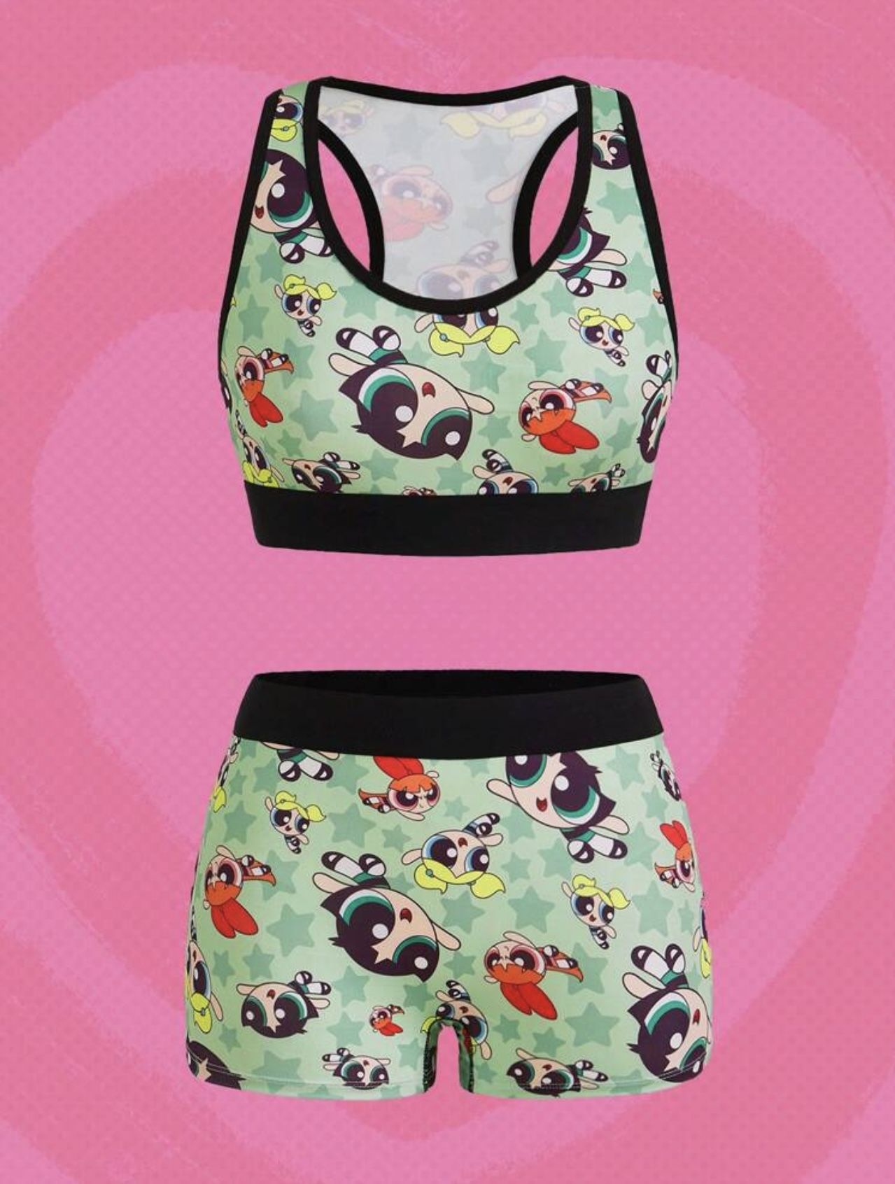 THE POWERPUFF GIRLS Women’s Sports Bra and Boxer Briefs Underwear Set with Racerback *NEW*