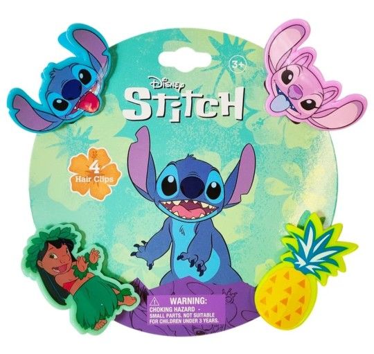 Disney Stitch Plastic 4pc Hair Claw Clips