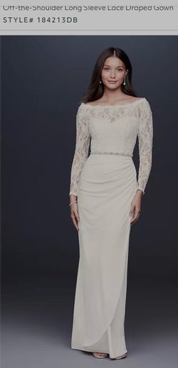 Off-the-Shoulder Lace Draped Gown
