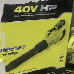 New RYOBI 40V HP Brushless Whisper Series 155 MPH 600 CFM Cordless Battery Leaf Blower with 4.0 Ah Battery and Charger  Asking price $175 Retail price