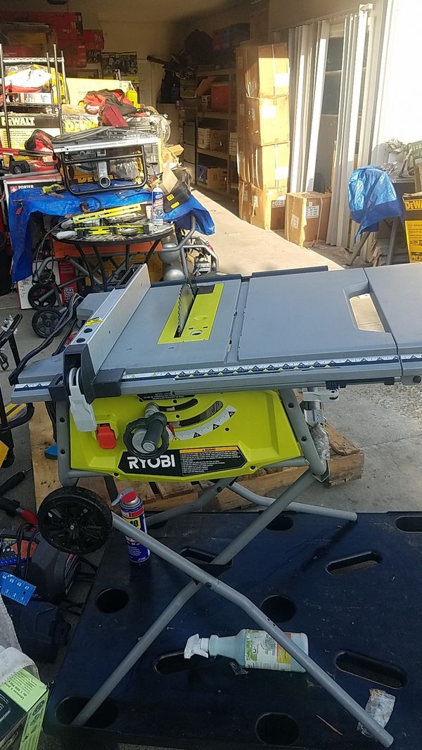 Ryobi 10inch table saw expanded capacity with rolling stand model