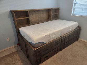 Twin Captain's Bed with Bookcase Headboard
