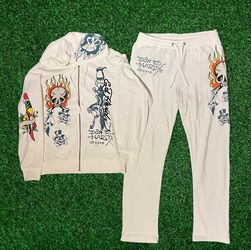Ed hardy white tracksuit size M