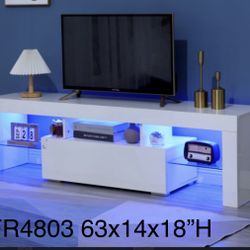 New TV Stand LED White Or Black Glossy Finish We Finance $39 Initial Payment 