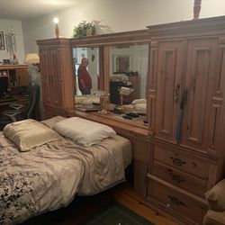 Bedroom Headboard Set And Dresser With Mirror 