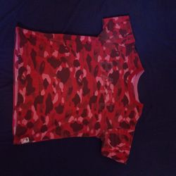 A BATHING APE RED/PINK OG CAMO SHORT SLEEVE  SIZE L