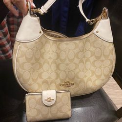 COACH MARA HOBO BAG WITH MATCHING WALLET