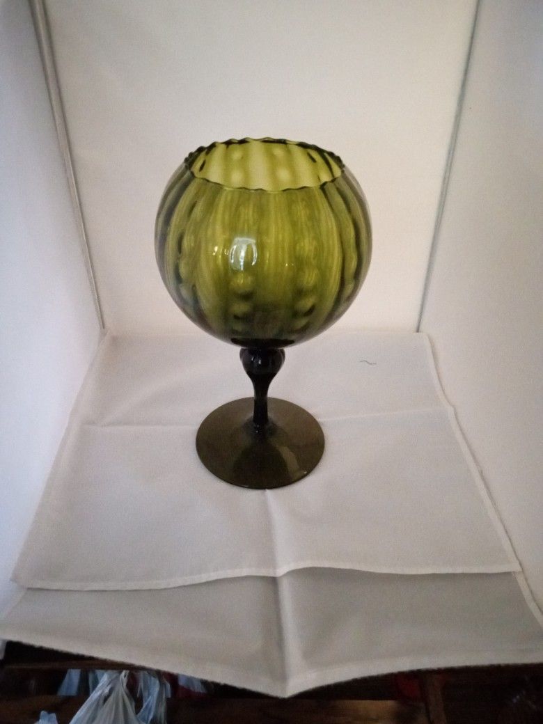 Vintage Empoli Glass Olive Green