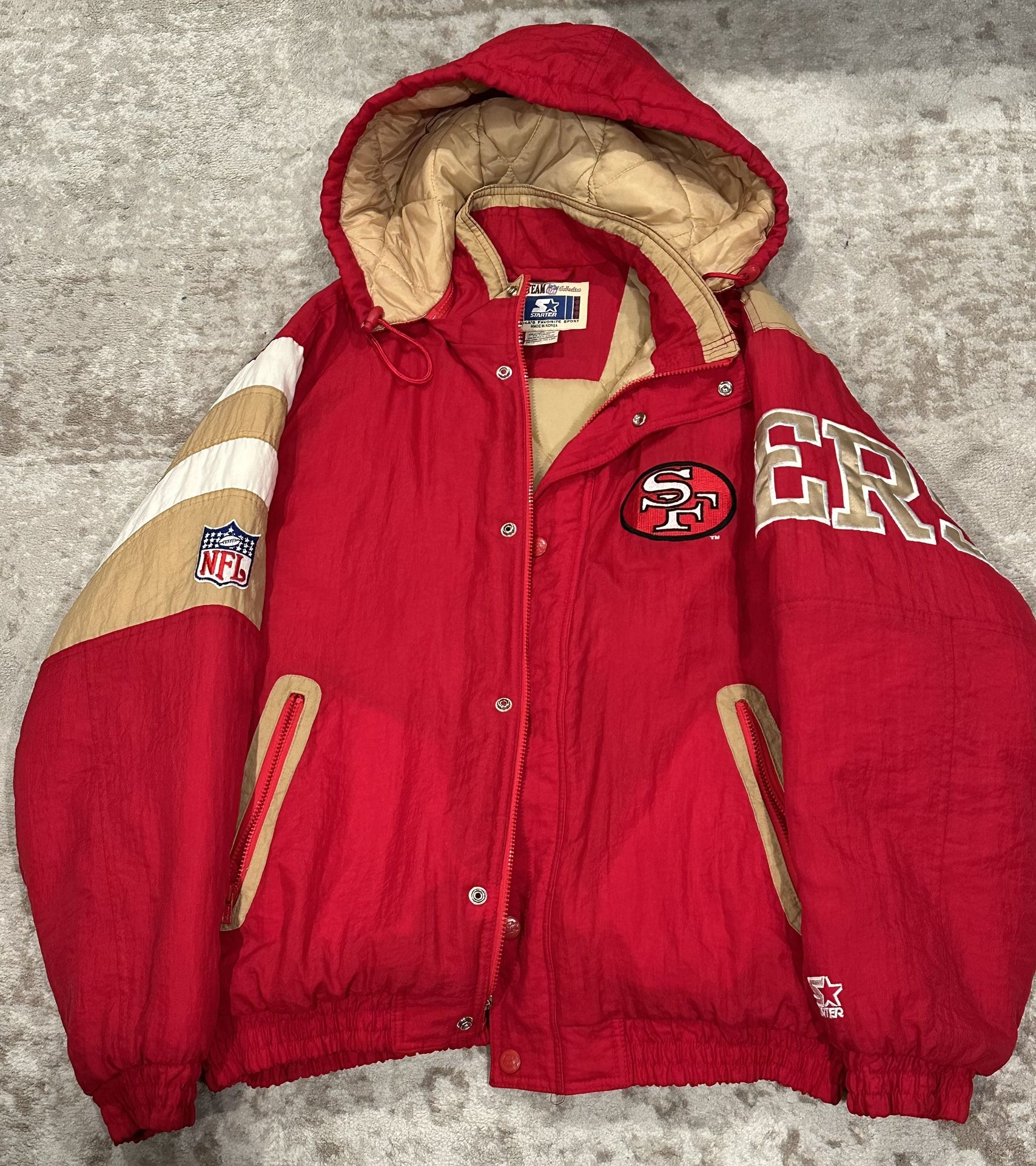 Vintage 49ers Big Logo Starter Parka w removable hood Mens Size L