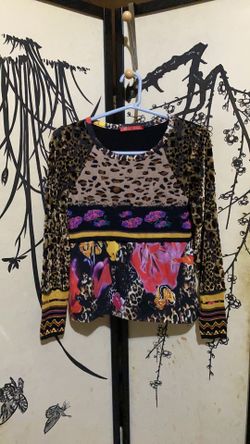 Olivier Philips Multicolored Cheetah Print Burnout Velvet Blouse