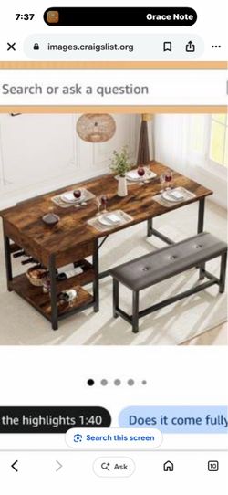 Free Dining Table with Bench and Shelves