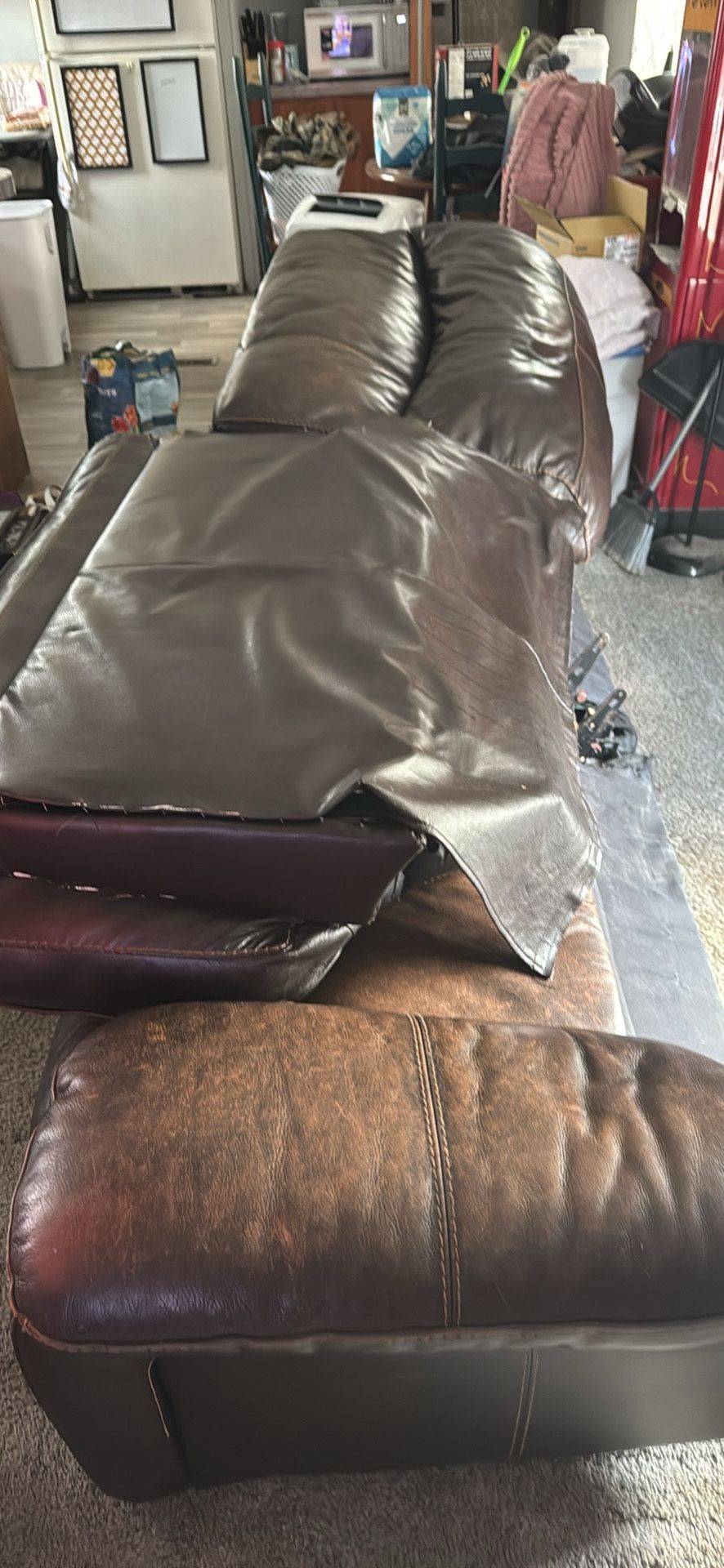 Full Size Brown Leather Lazy boy Recliner Couch