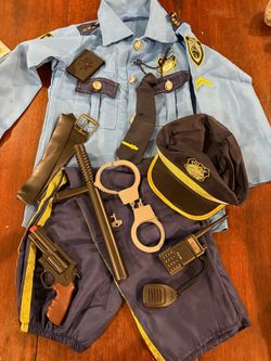 Police Officer Cop Uniform Costume Kids Large Boys Career Day / Traje de Policia Niños Halloween