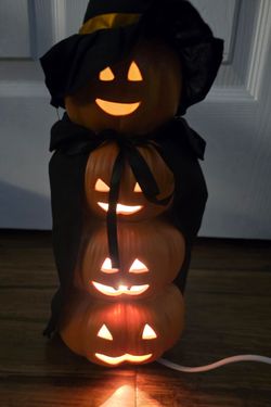 Halloween Ceramic Lighted Stacked pumpkins
