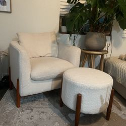 Boucle Out Of Box Chair And Ottoman 