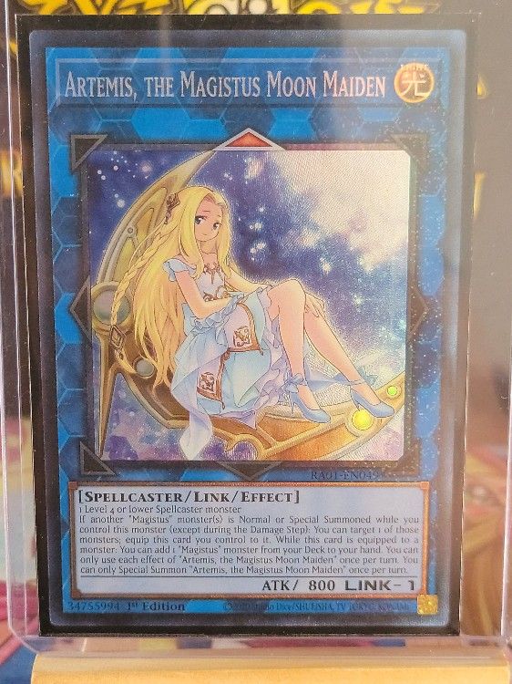 YUGIOH Artemis, the Magistus Moon Maiden RA01-EN049 Prismatic Collectors Rare