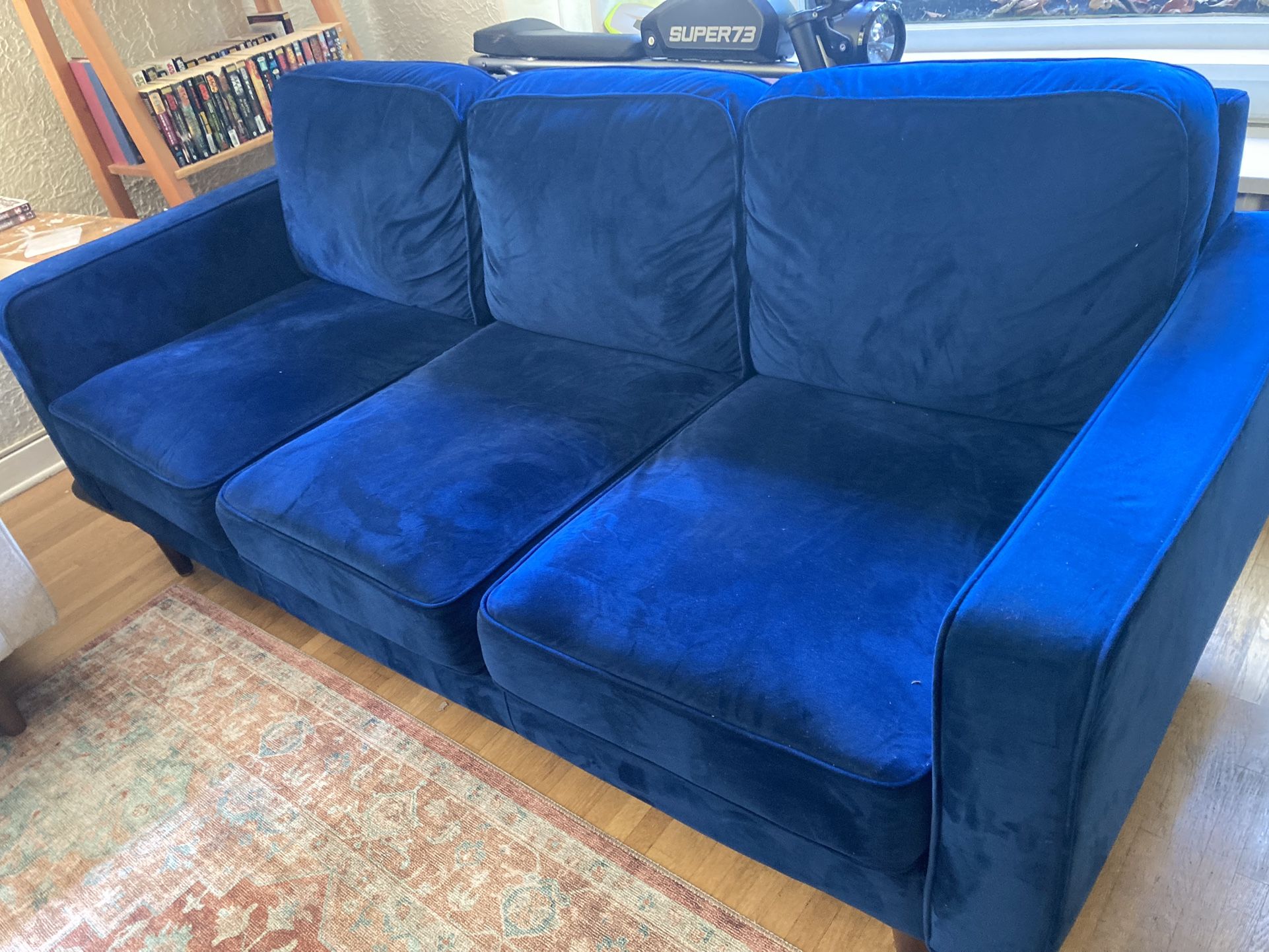 Mod Velvet Blue Sofa $400 OBO