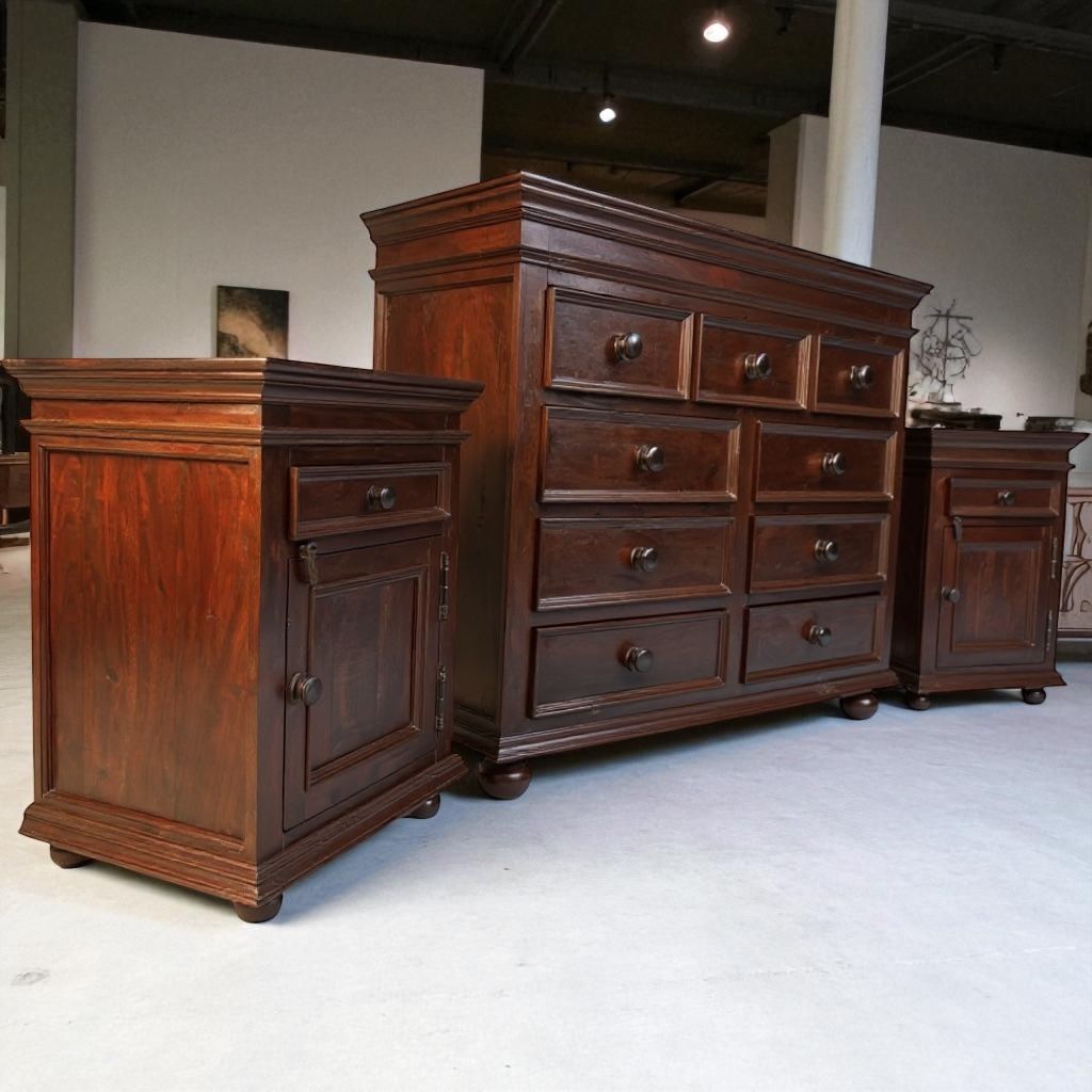 Indonesian Teak Wood- 3pc. Bedroom Furniture Set