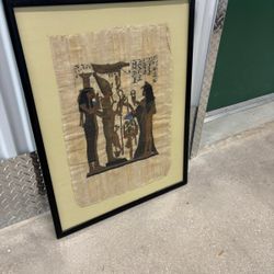 Ancient Egyptian mosque art on paper frame in a 25 “ x 32” frame .. $30