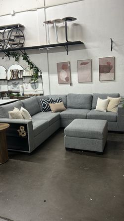 New Gray Boucle Sectional 99x99