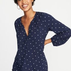 Old Navy Printed Split-Neck Blouse