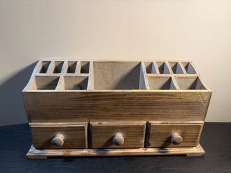 Rustic Wooden cosmetic storage/ make-up organizer with 3 drawers