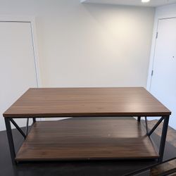 FOLUBAN Modern Coffee Table, Wood and Metal Center Table with Storage