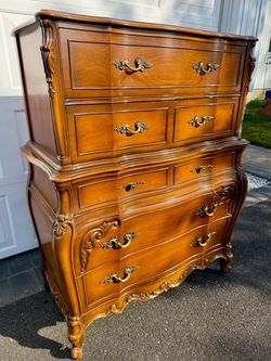 Large French Rococo Solid Wood Chest of Drawers