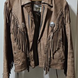 Vintage Open Road Wilson's Leather Jacket w/Buckles and Fringe 