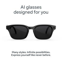 New, unopened: Meta Adventurer AI glasses black frame, standard size with transitions lenses