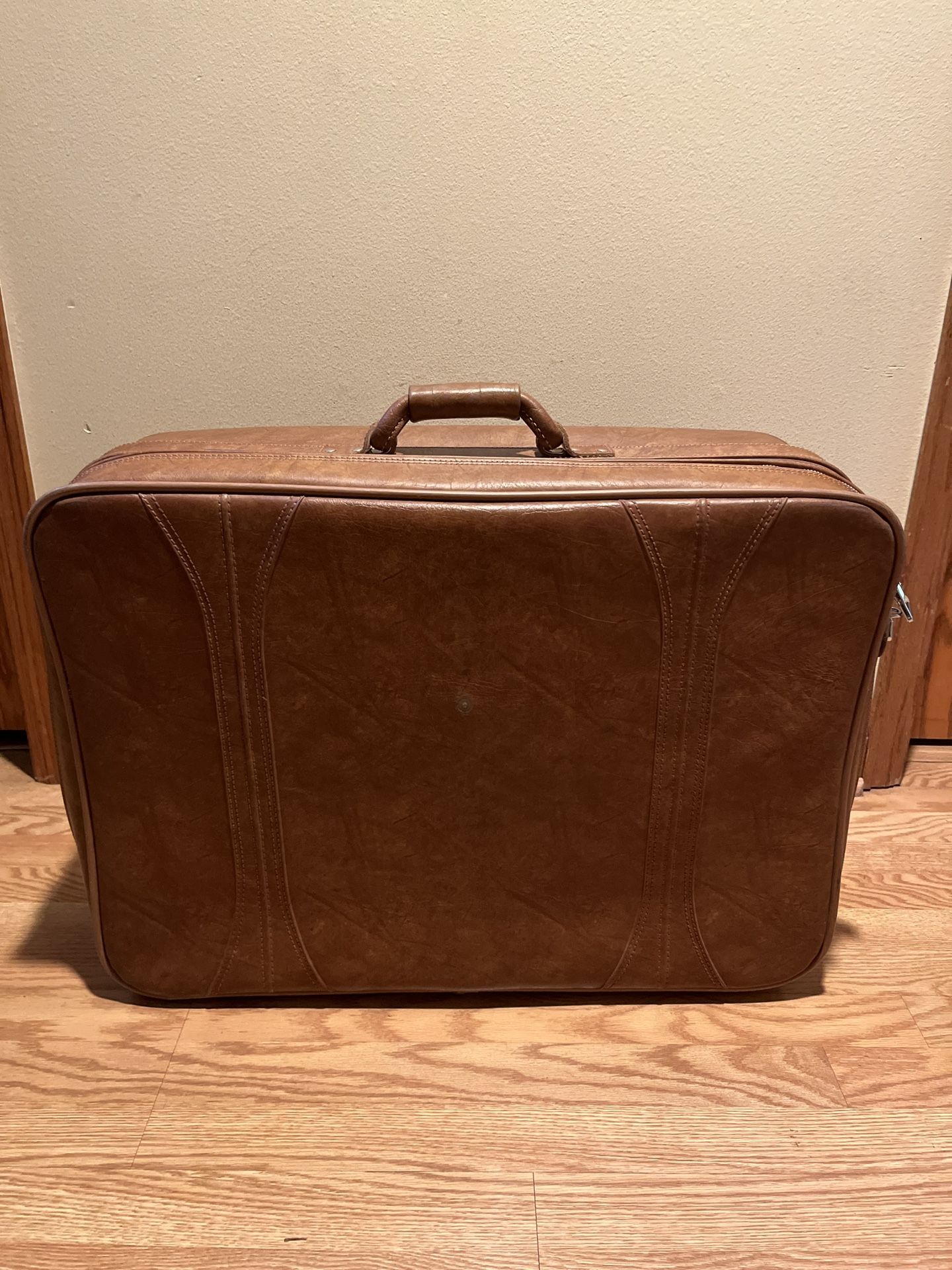 Vintage Brown Leather Suitcase