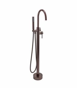 2-Handle 45.47 in. Freestanding Floor Mount Tub Faucet Bathtub Filler with Hand Shower in Brushed Bronze