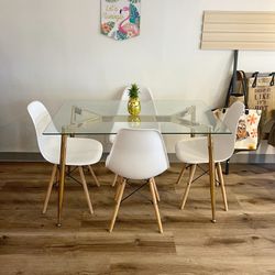 White Gold Dining Table Set for 4